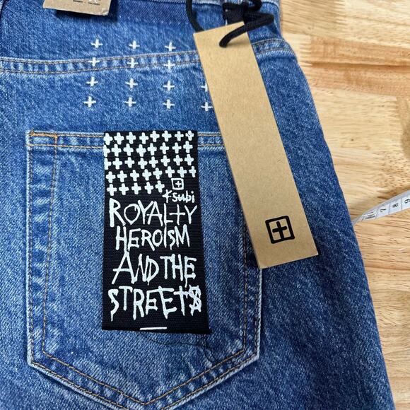 Ksubi NWT Men's Bullet Cropped Blaze Denim Jeans Size 29 Relaxed Leg Raw Hem - Picture 5 of 11